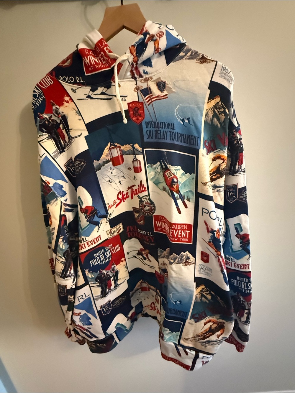 Polo Ralph Lauren Winter Ski Club Allover Graphic Hoodie XLT XL Tall